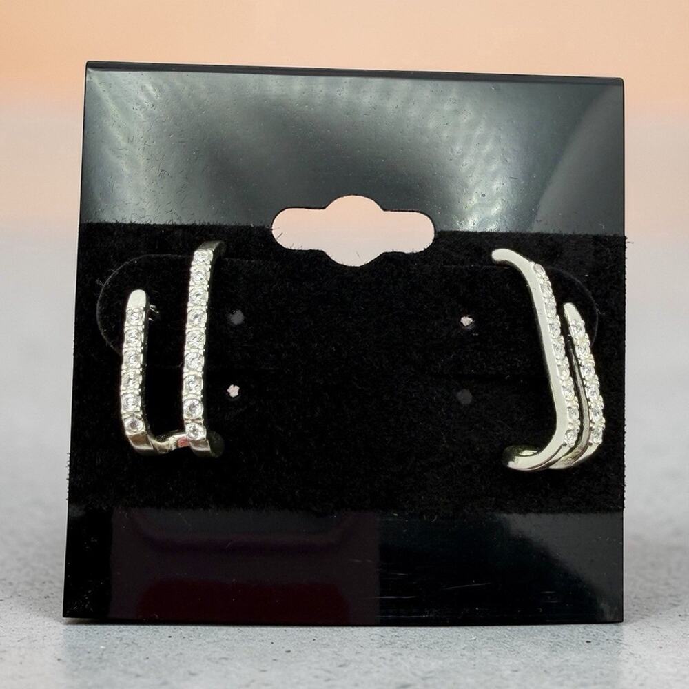 S925 Silver Tone Metal Asymmetrical Climber Earrings Modern Fashion Jewelry